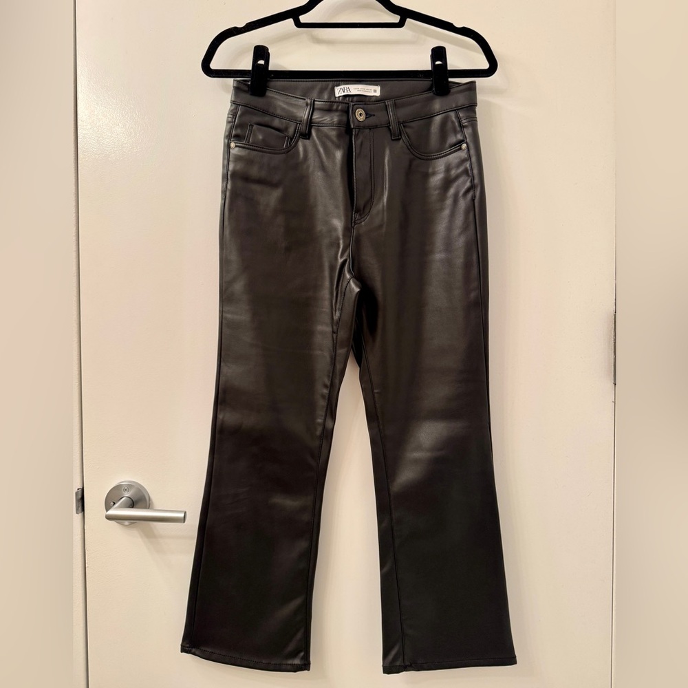Zara Black Faux Leather Trousers